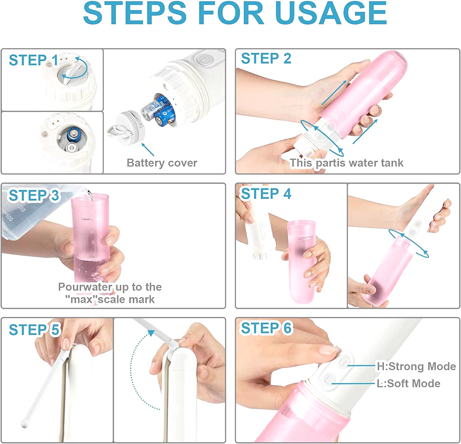 Steps on how to use Portable Electric Travel Bidet 