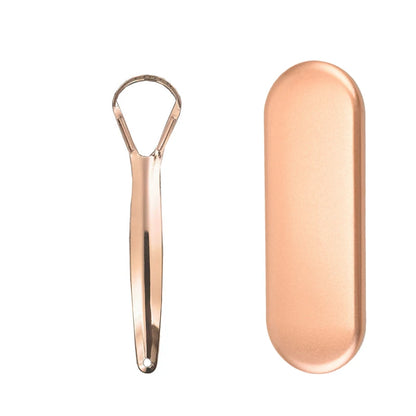 Stainless Steel Tongue Scraper with Travel Case in rose gold